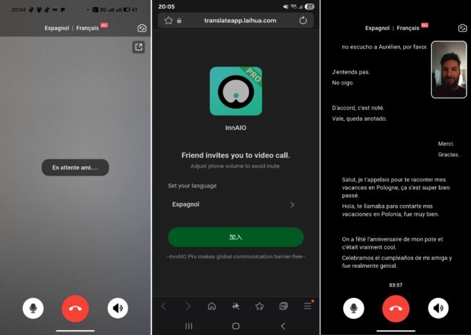 Appel avec traduction textuelle