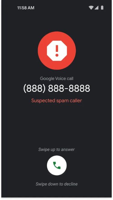 détection du spam dans les appels entrants par Google Voice