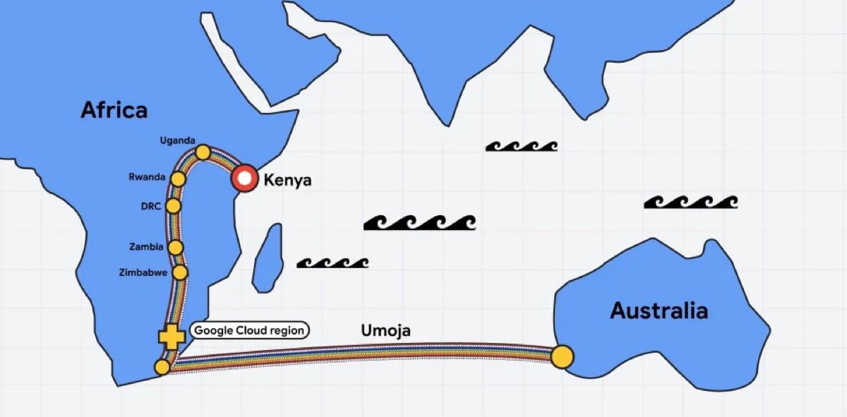 Regarder la vidéo Google projette de relier le Kenya à l’Australie par un câble en fibre optique