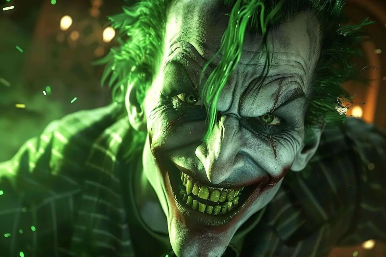 Gros plan du sourire emblématique du joker
