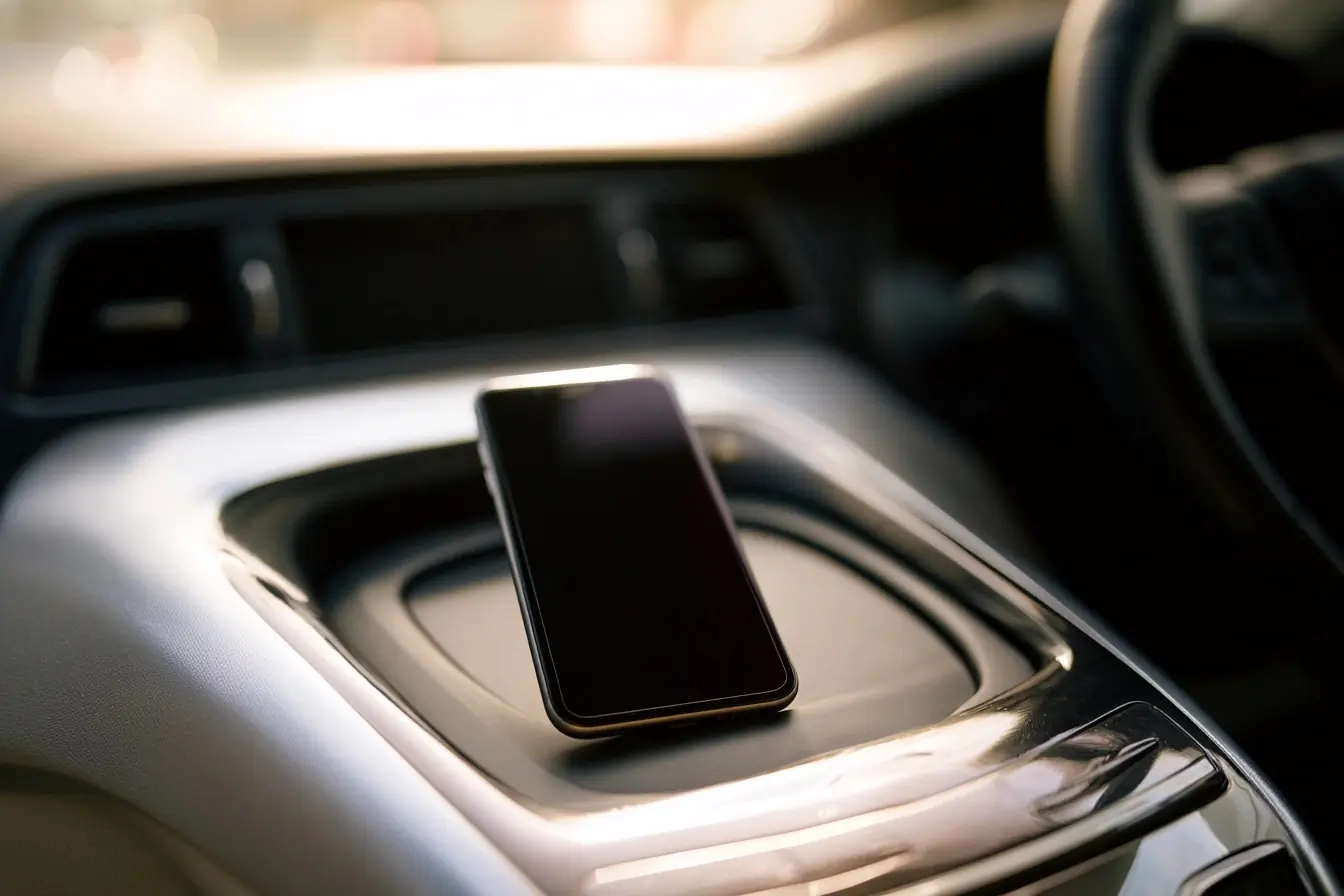 Smartphone posé dans une voiture