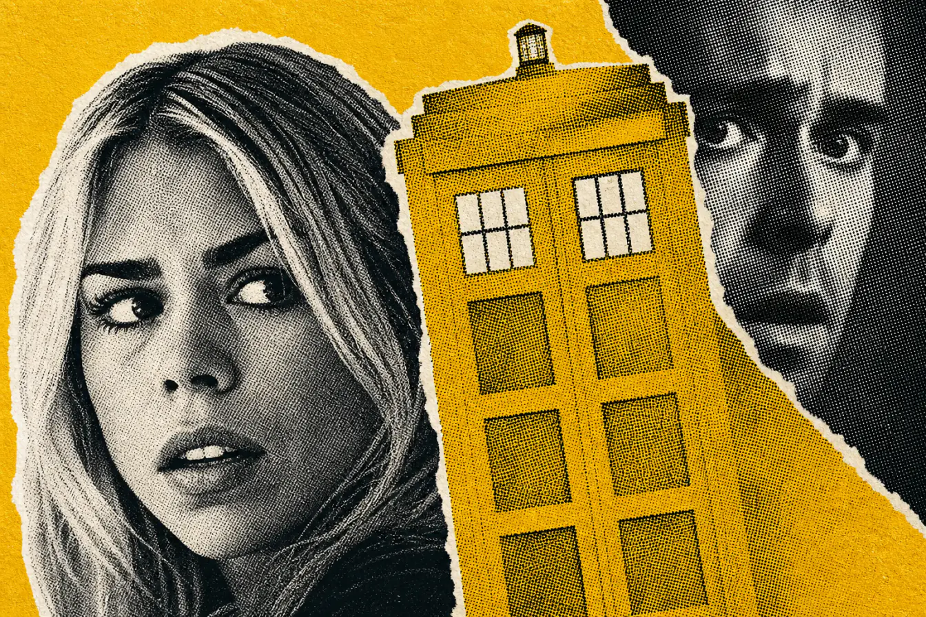 TARDIS vide avec visages coincés derrière