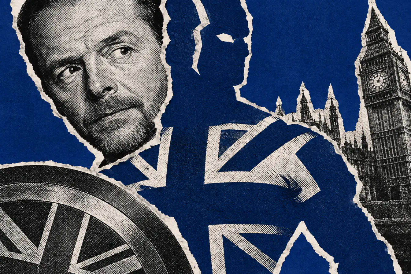 Simon Pegg cadré par Captain Britain