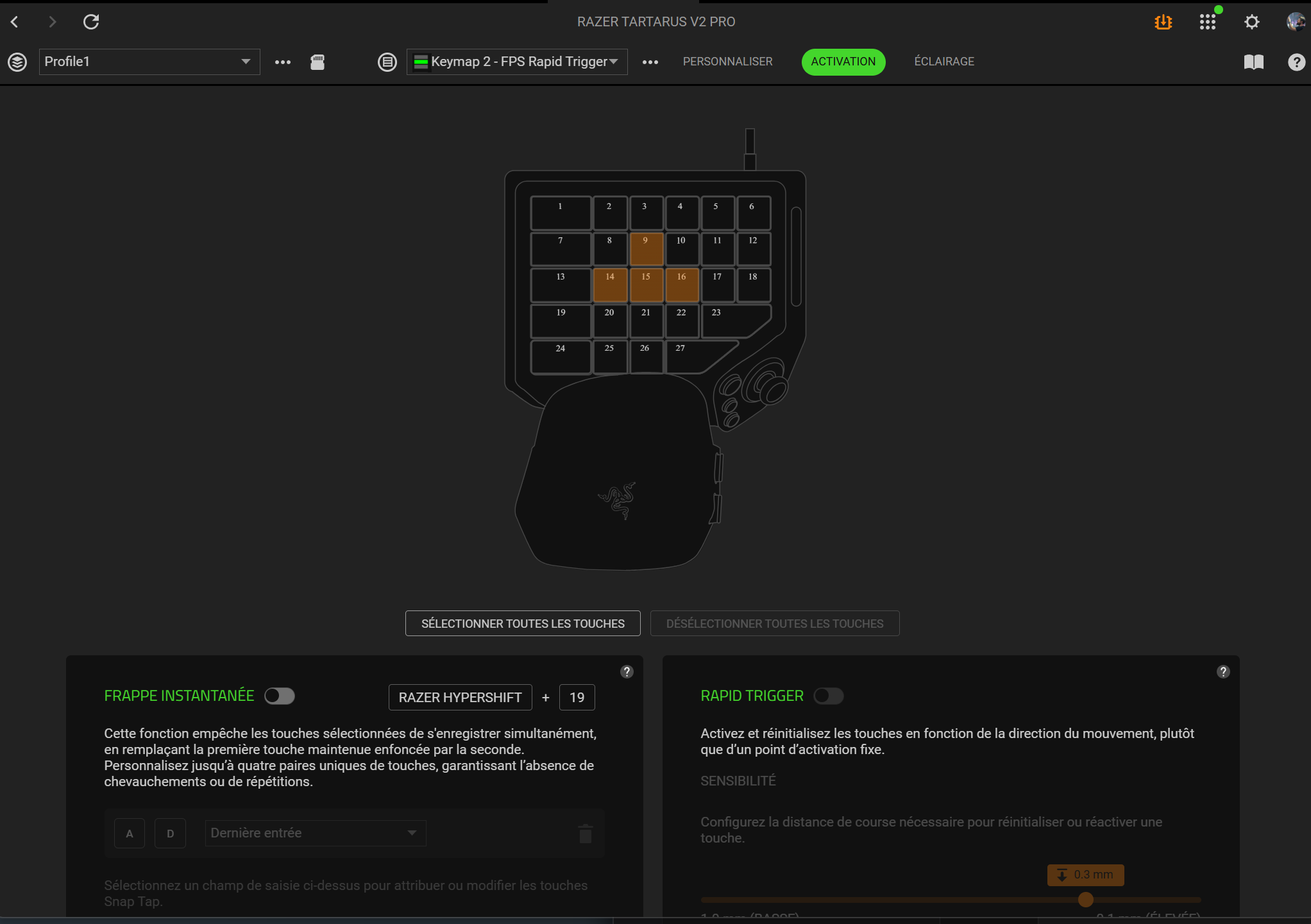La configuration sur Synapse