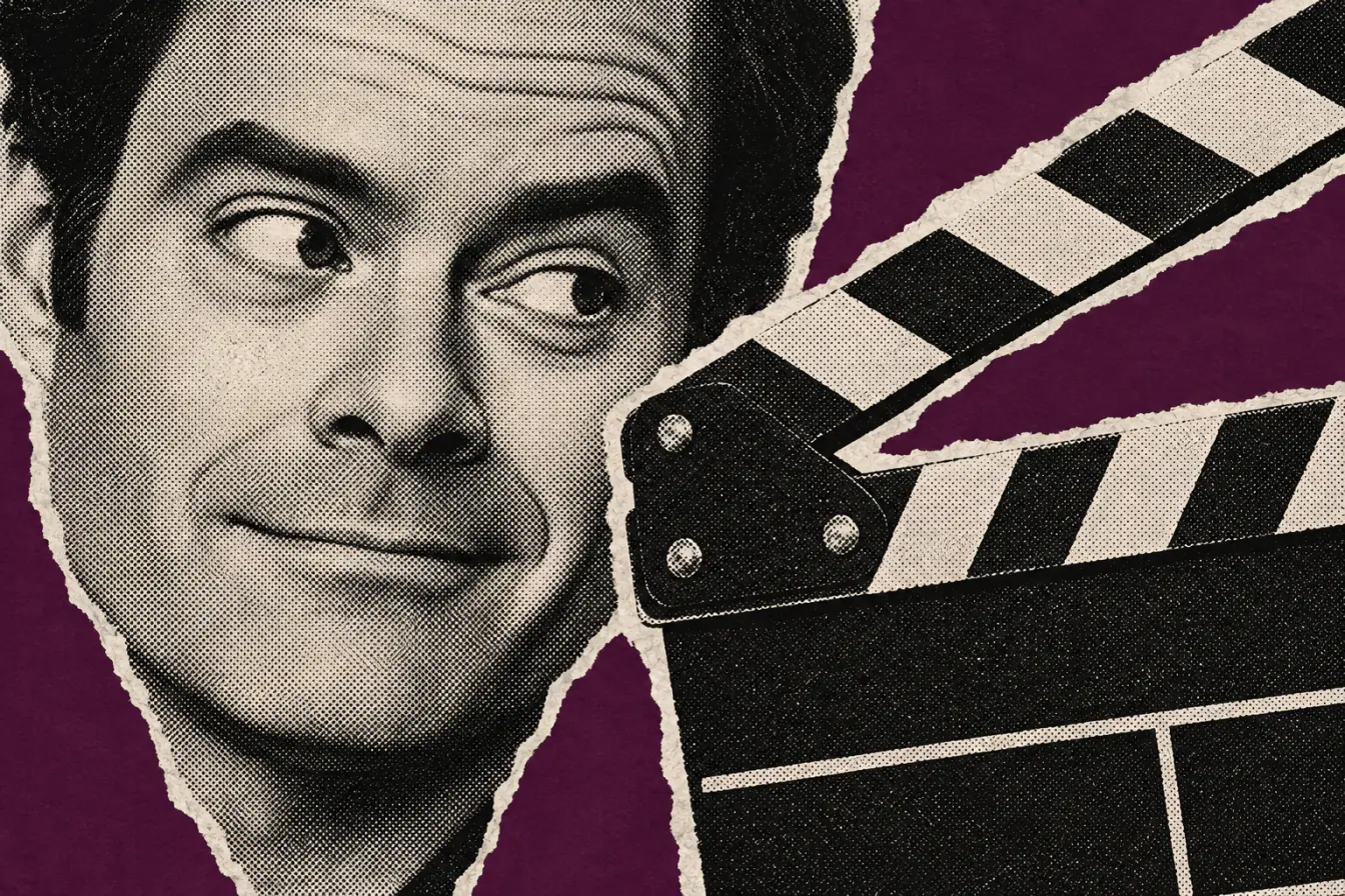 Visage de Bill Hader serré contre un clap