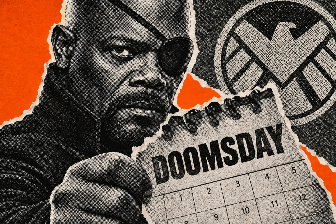 Silhouette de Fury serrant la page Doomsday