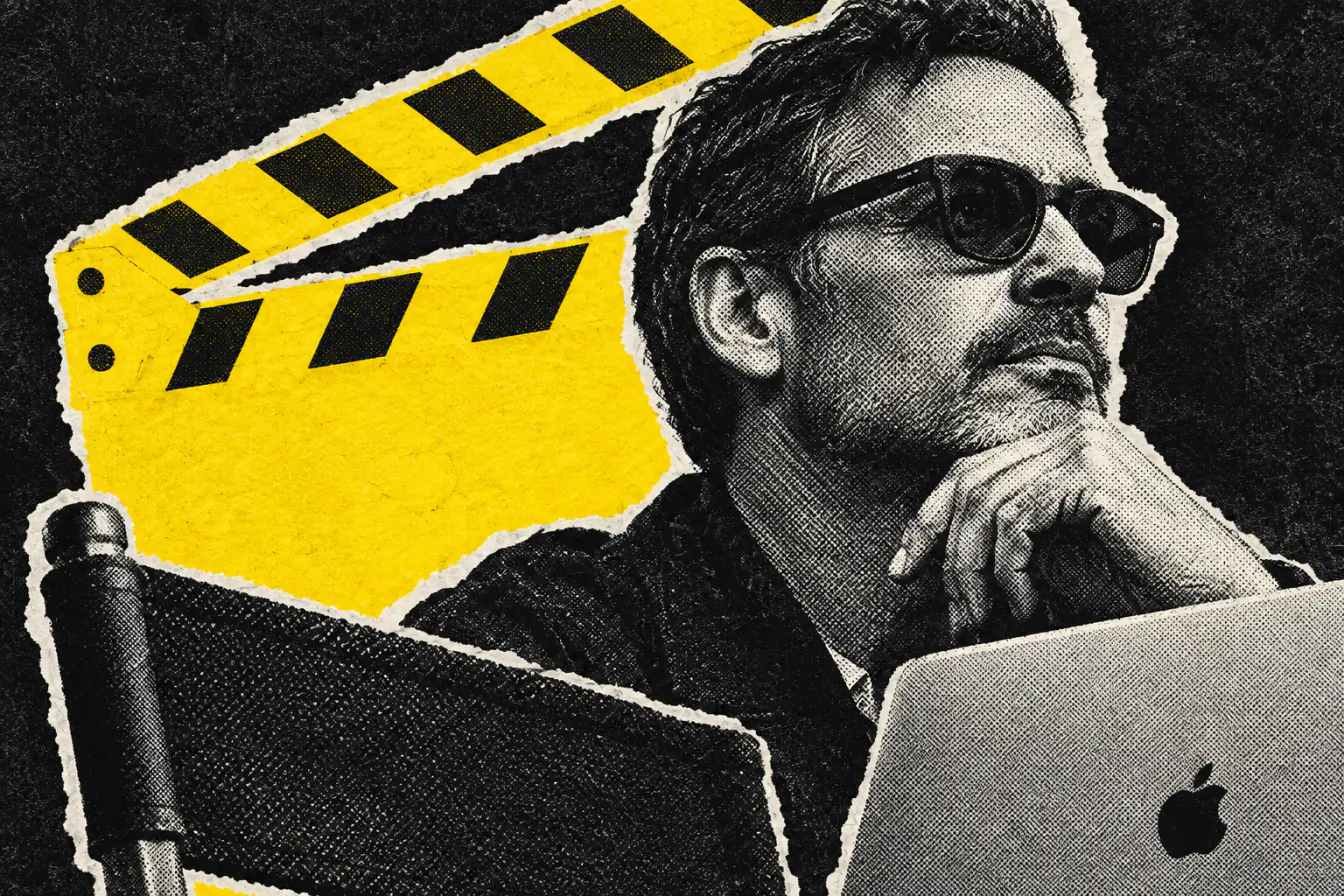 Visage de producteur pris dans un clap
